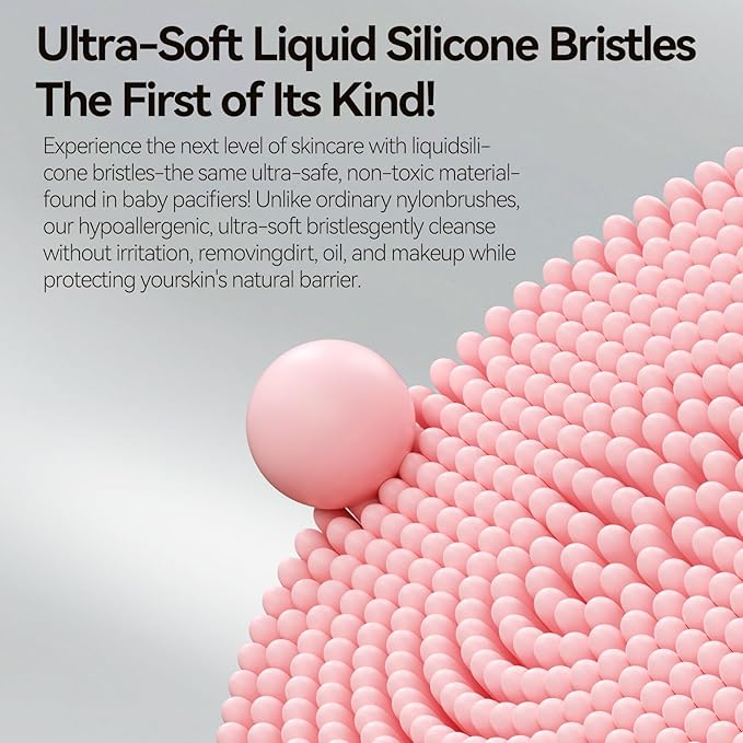 Rechargeable Silicone Facial Cleansing Brush for Women & Men - 5 Modes Waterproof Face Scrubber with Heat Massage, Deep Cleansing & Exfoliating Electric Face Brush (Pink)
