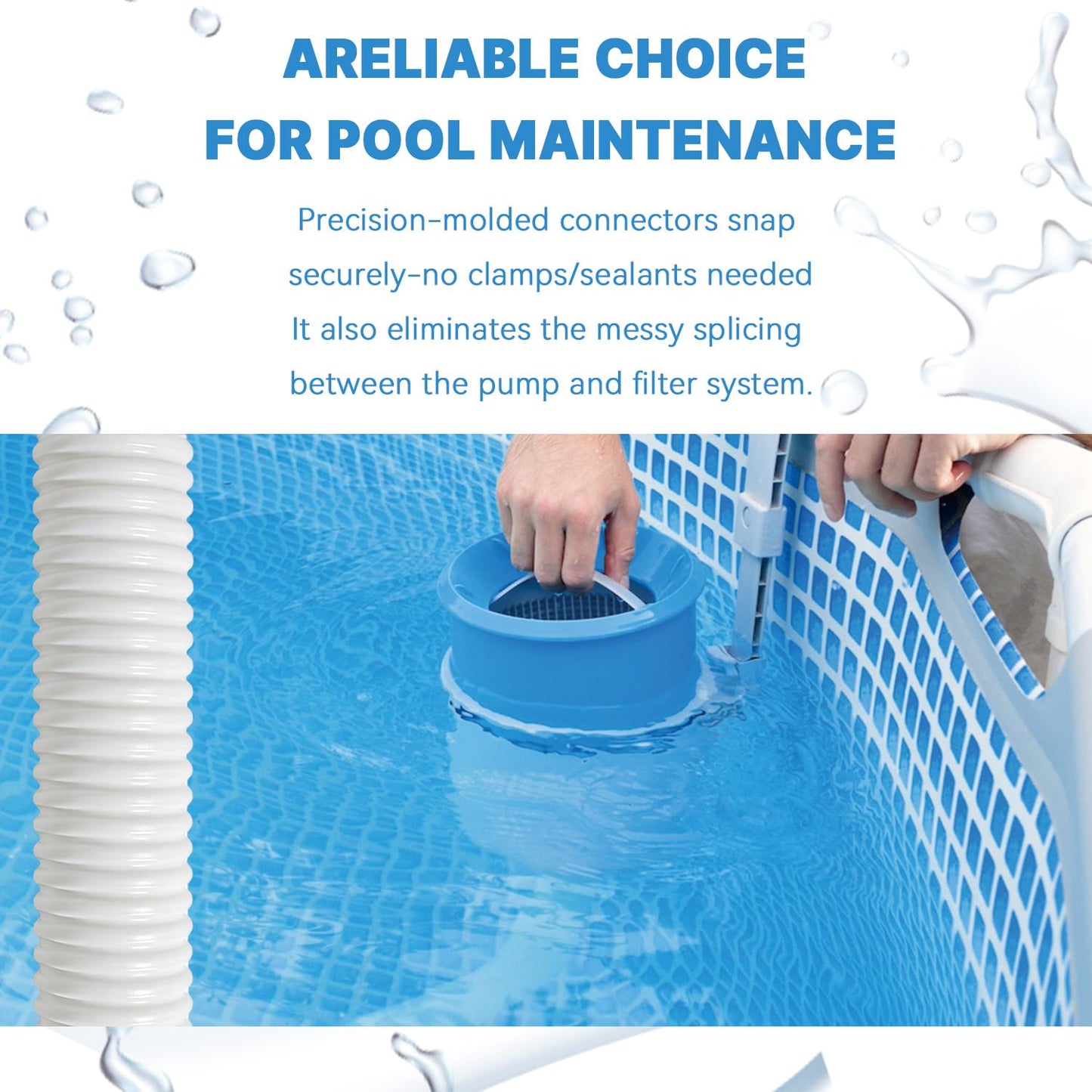 25016 Above Ground Pool Skimmer Hose and Adapter B Replacement Part Set Compatible with Intex Above Ground Pool Skimmer