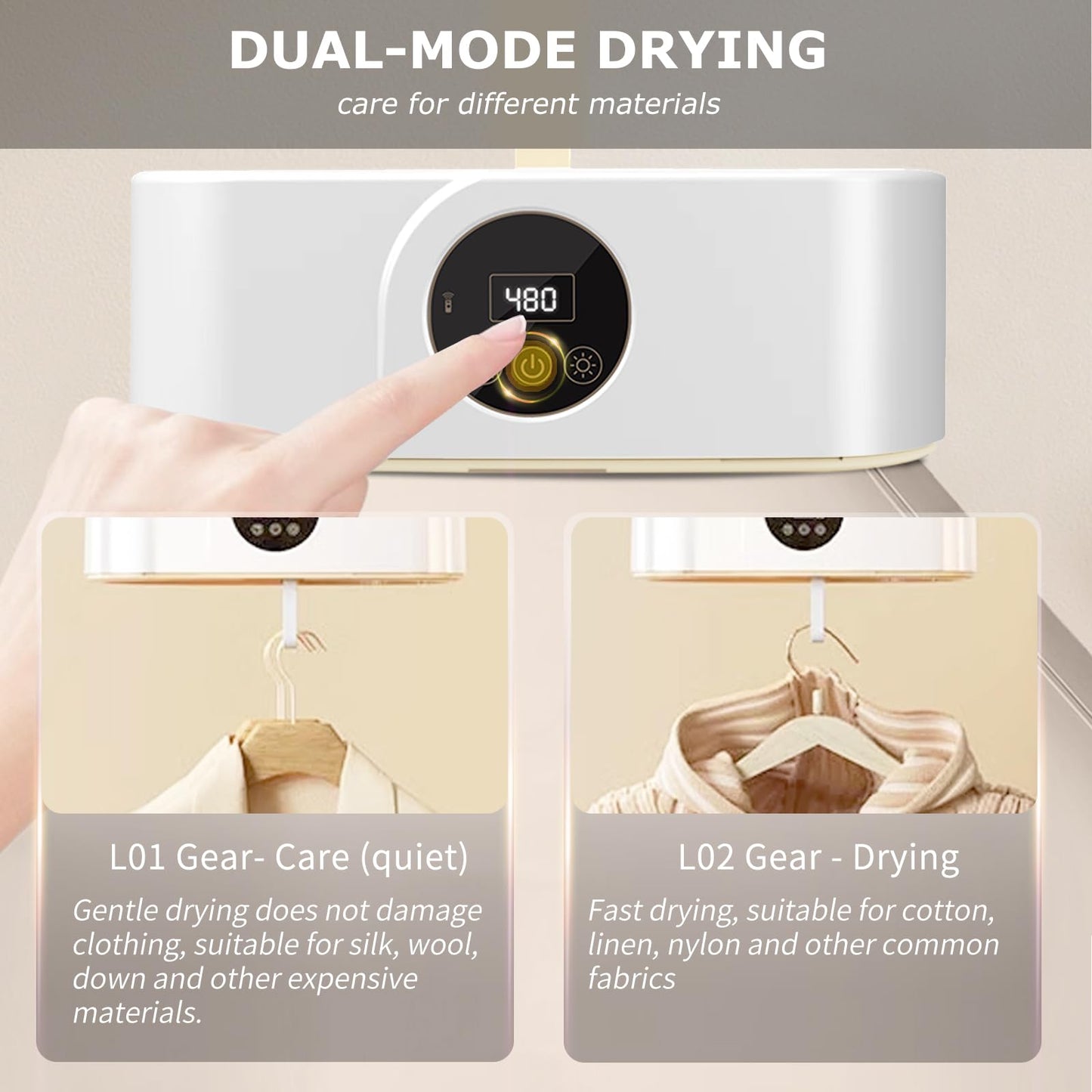 Ljusved Portable Clothes Dryer - Mini Portable Dryer Machine for Laundry Apartments and Travelling, Hotel Room, Classic White