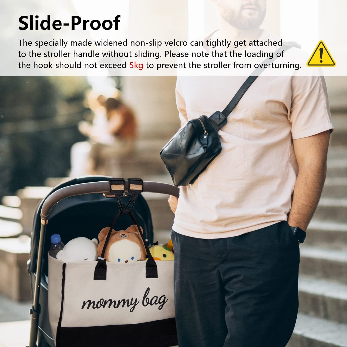 TOPDesign Universal Baby Stroller Organizer, Stroller Caddy with Heightened Insulated Cup Holders & Non-Slip Secure Hooks Accessories, Fits Most Strollers, Machine Washable (Black)