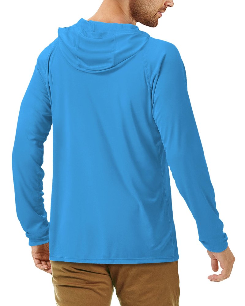 Roadbox Men's UPF 50+ Sun Protection Hoodie Shirt Outdoor UV Long Sleeve Fishing Shirts for Workout Running Swimming Hiking