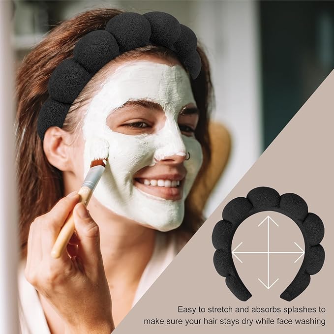 6Pcs Spa Headband and Wristband set, Terry Cloth Skincare Makeup Headbands for Women for Washing Face Sponge Puffy Hair Band