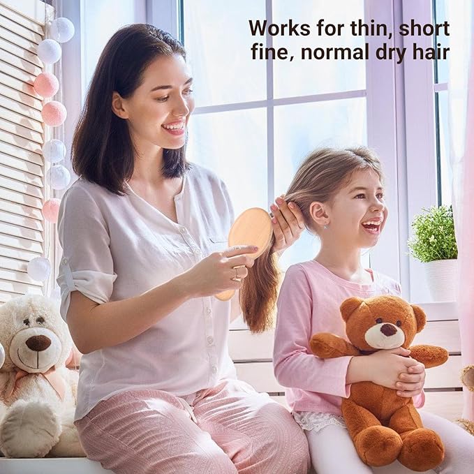 URTHEONE 2 Pack 100% Pure Boar Bristle Hair Brush - Mini Travel Size Wooden Brushes, for Natural Shine & Frizz Control, Portable Pocket Hairbrushes for Purse, Car, Office, Women Men Kids