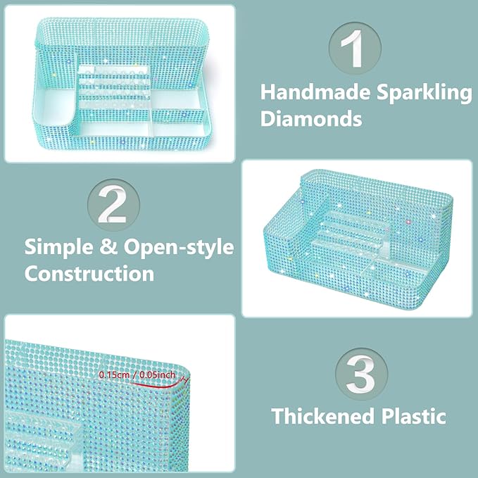 CGBE Nail Drill Holder, 28 Holes Drill Bit Holder for Nails, Professional Nail Tool Organizer, Nail Desk Organizer for Nail Tech, Nail Salon DIY Use - Diamond Blue (Not Including Nail Drill Set)