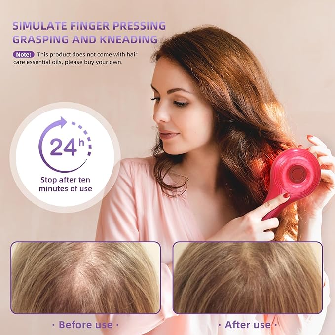 Hair Growth Brush Stimulator, Hair Oil Massager Scalp Oil Brush IPX5 Proof Electric Scalp Massager, 3 Massage Modes
