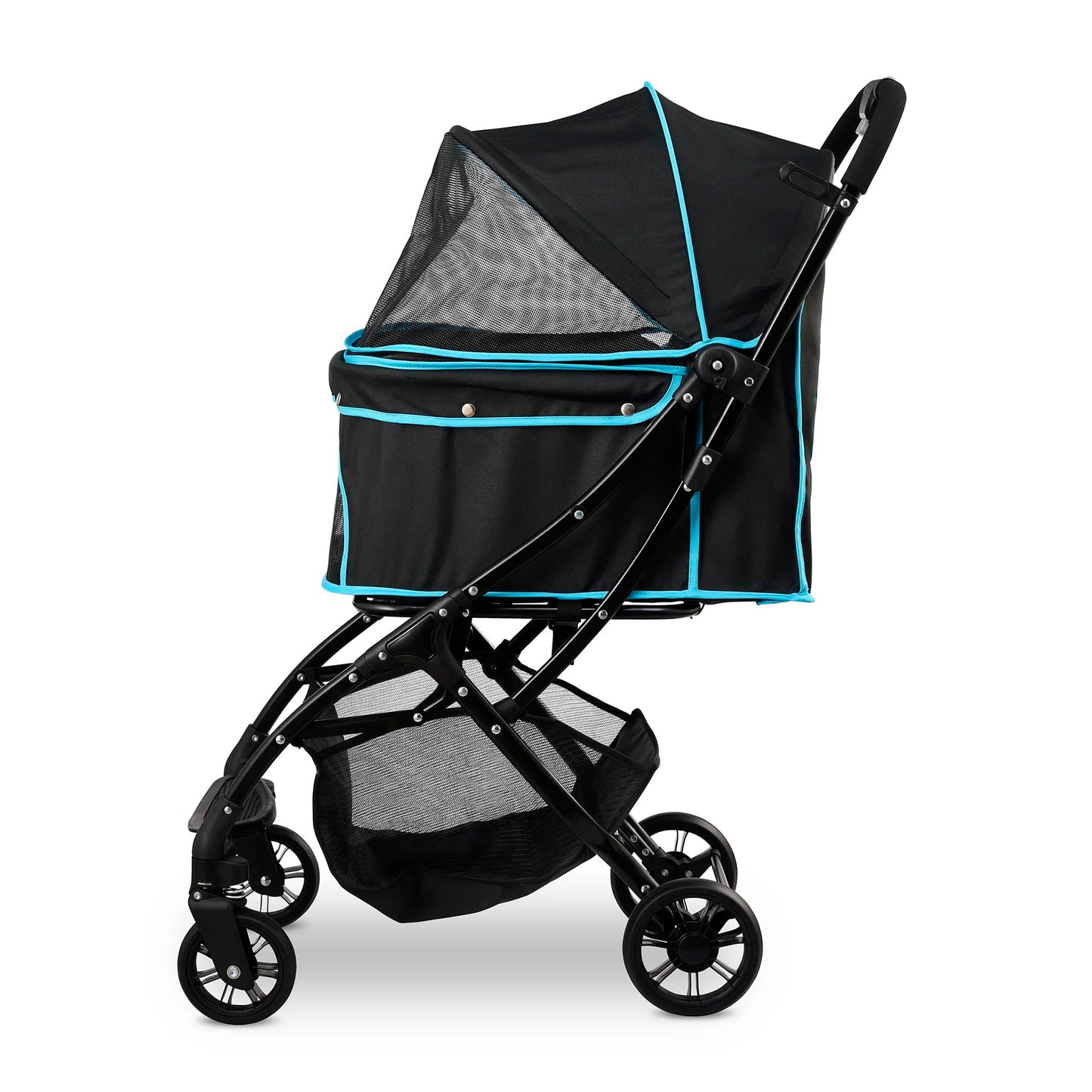Carlson Pet Stroller, Includes 360 Degree Front Wheel Swivel, Rear Wheel Breaks, Reflective Trim, Mesh Panels, Umbrella and Mesh Canopy, Folds Easily to a Fraction of its Size,Black