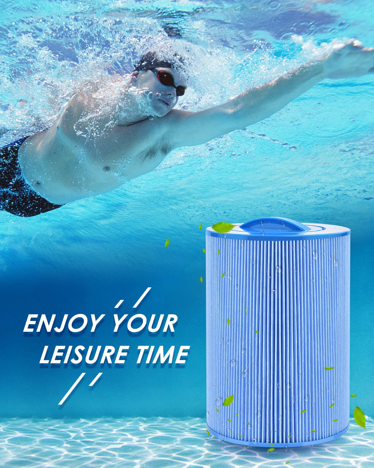 PACETAP Spa Filter Replacement for Pleatco PWW50P3, Unicel 6CH-940, Filbur FC-0359, Waterways 817-0050, 2 Pack 1 1/2" Coarse Thread Spa Hot Tub Filter for Waterway Vita Aber, Viking (Premium Blue)