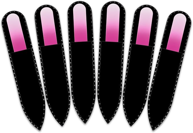 Mont Bleu Rainbow Crystal Nail File in Black Pouch - Small/Purse Size - Czech Tempered Glass - Handmade in Bohemia (Czech Republic)