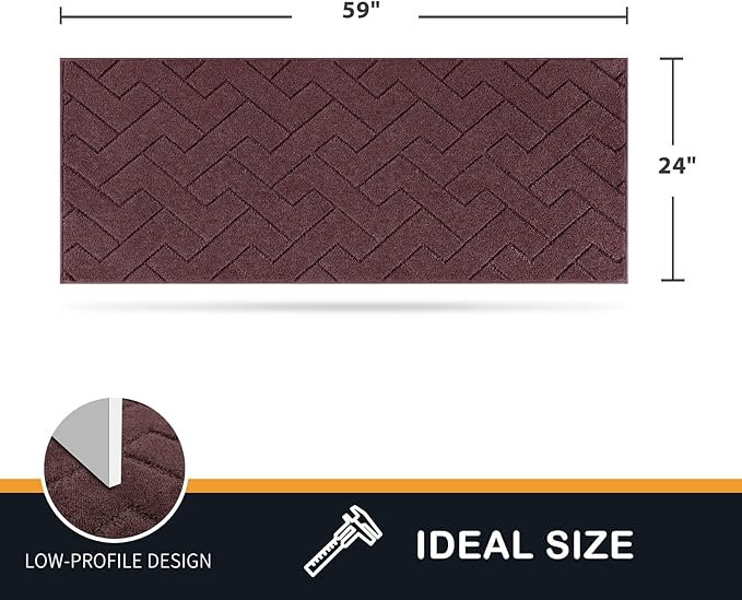 PURRUGS Dirt Trapping Door Mat 24" x 59", Non-Slip Machine Washable Entry Rug, Dog Doormat, Indoor Front Door Mat, Super Absorbent Entryway Rug for Muddy Shoes & Paws, Burgundy Red