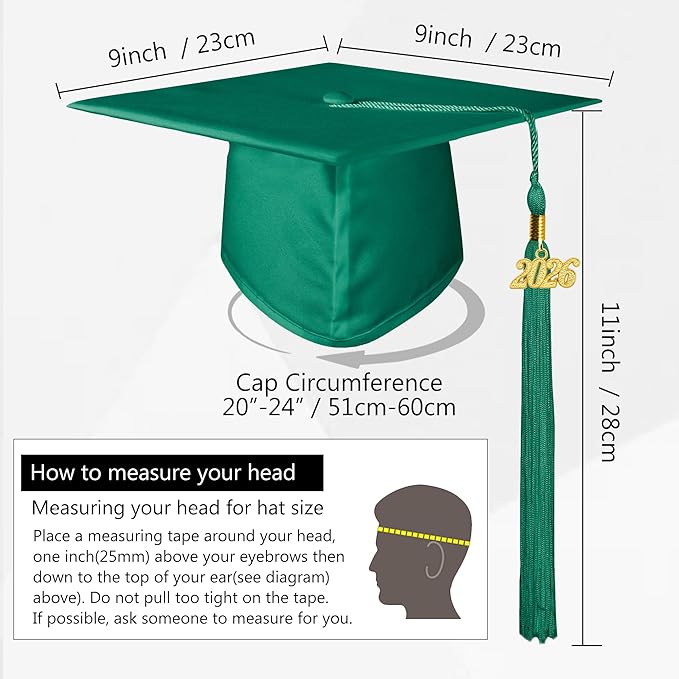 GraduationMall Matte Graduation Cap with 2026 Tassel for High School & Bachelor