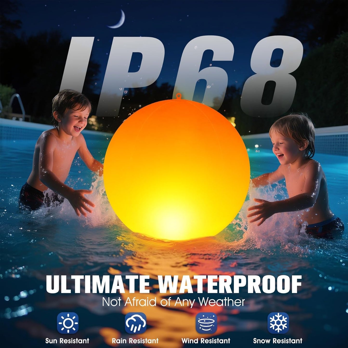 Solar Floating Pool Lights, 14 Inch Flame Solar Pool Light Balls, Floating Glow Globe IP68 Waterproof, Inflatable Solar Lights up Balls for Swimming Pool Pond Outdoor Decor -4PCS