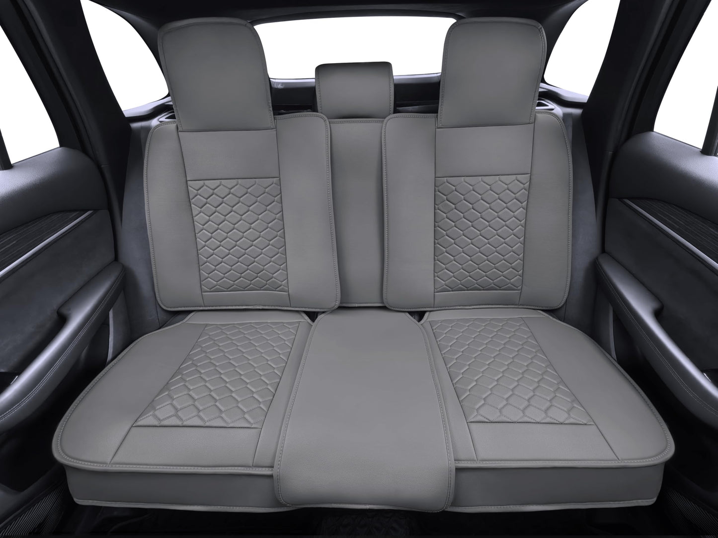 Elantrip Car Seat Cover Full Set Leather Car Seat Protector Universal fit for Most Cars SUVs and Trucks Water Proof Front and Rear Seat Protector Gray