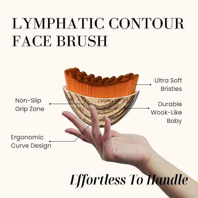 Lymphatic Brush for Face | Manual Gua Sha Brush & Facial Dry Brush | Soft Lymphatic Drainage Massager & Contour Face Brush | Face Sculpting Tool for Lymphatic Drainage (Large, 1.0, Count)
