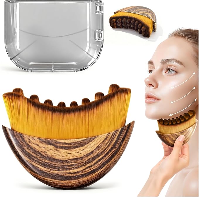 Lymphatic Contour Face Brush，New Upgrades Lymphatic Drainage Face Brush - Ergonomic Facial Massager for Contouring, Anti-Puffiness & Skin Tightening, Gentle for All Skin Types