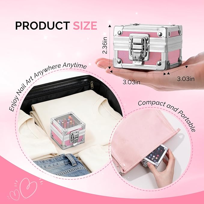 MelodySusie Nail Drill Bits Holder, 25 Holes Case, Portable Dustproof Displayer Organizer Container, Nail Tech Professional Nail Art Tool, Travel Salon Home, Pink (Drill Bits Not Included)
