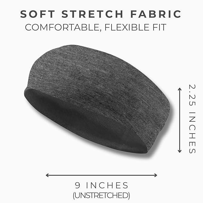 Styla Hair Headbands for Women Stretch Fashion Head Bands 10 Pack Non-Slip Head Wraps Great for Spa, Sports, Yoga, Pilates, Running, Gym Headband, Workouts (Dark)