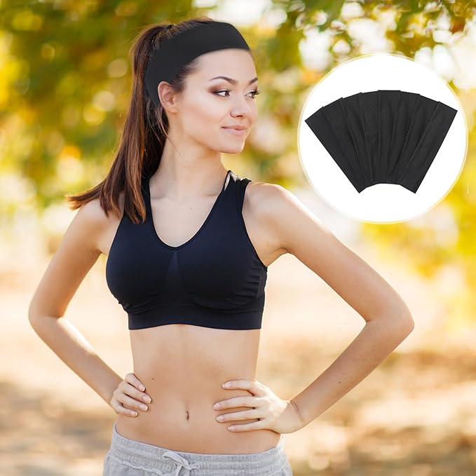 Fishinsea 8 Pack Sport Headbands for Women, Elastic Soft Fabric Non-Slip Hair Bands Hair Warp for Daily Workout Yoga Running Sports