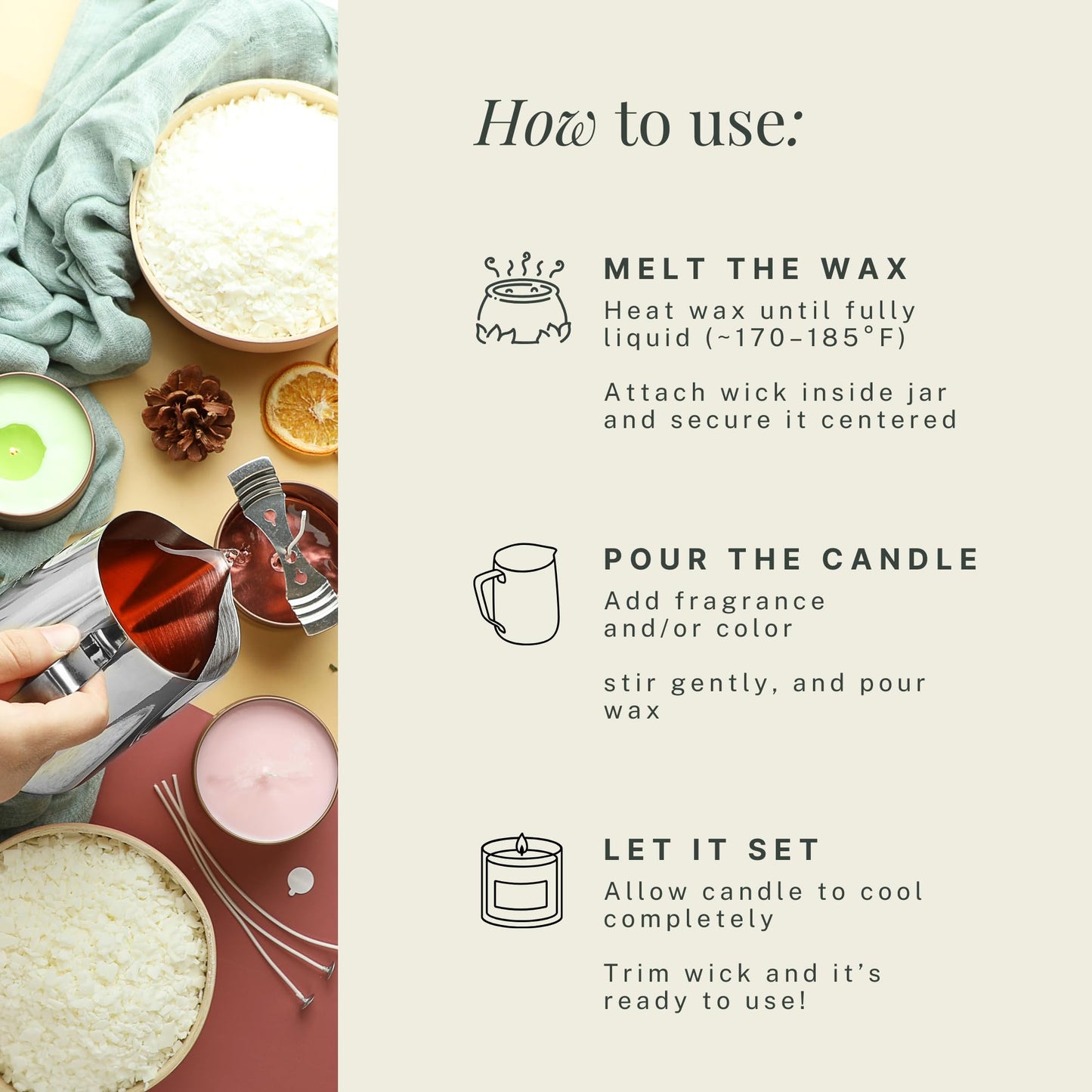 Hearth & Harbor Organic Soy Candle Wax for Candle Making, 10 lbs Natural Candles Making Supplies, Beeswax-Free, Paraffin-Free, Pure Soy Wax Flakes Perfect for Candles, Tealights and Melts