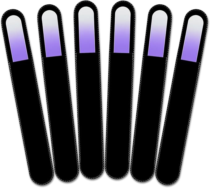 Mont Bleu Rainbow Crystal Nail File in Black Pouch - Large/Professional Size - Czech Tempered Glass - Handmade in Bohemia (Czech Republic)