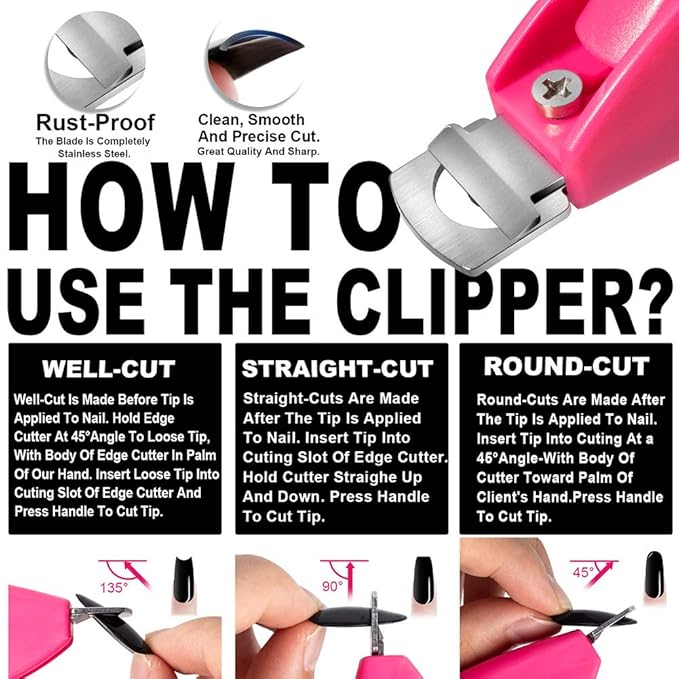 Pink Adjustable Artificial Acrylic Fake Nail False Nail Tip Clipper Cutter Trimmer Manicure Pedicure Sharp Blade Clip Tool For Salon Home Nail Art Beauty Design DIY