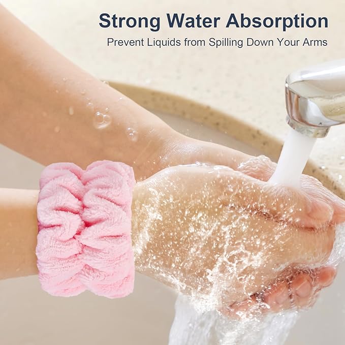4 Pcs Wrist Bands for Washing Face, Microfiber Wrist Towels for Washing Face, Spa Wristbands for Washing Face, Face Wash Wristbands, Arm Bands for Washing Face for Woman and Children