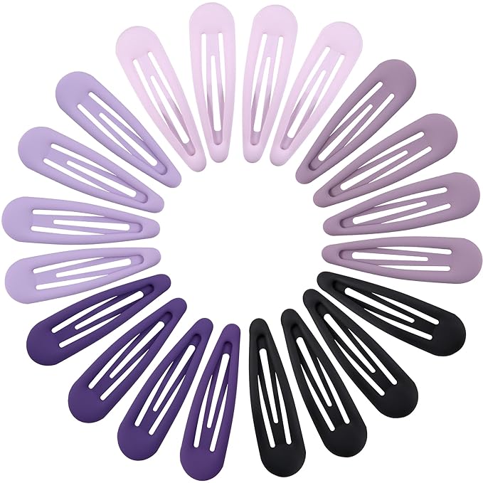 Small Hair Barrettes For Women No Slip Metal Snap Clips For Thin And Fine Hair,Matte Black Multiple Purple,20 PCS,1.97 x 0.5 Inch.