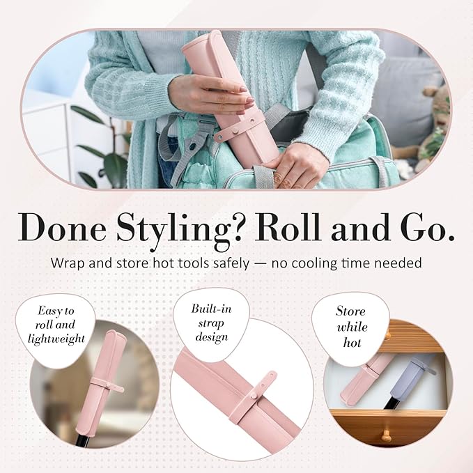 Milaya Beauty Extra Large Heat Resistant Mat for Hair Tools – Silicone Curling Iron Holder & Flat Iron Holder – Non-Slip Hot Tool Mat & Vanity Mat – Vanity Accessories for Women, Salon, Travel