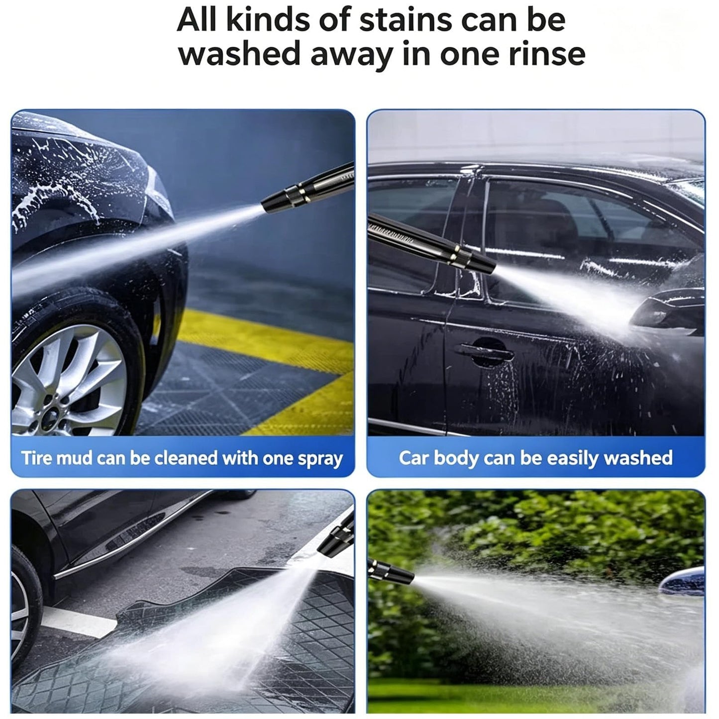 Home High-Pressure Car Wash Water Gun with Booster Nozzle, Home High-Pressure Car Wash Water Gun with Booster Nozzle and Hose, for Watering Plants and Vegetables, and Car Washing (3PCS)