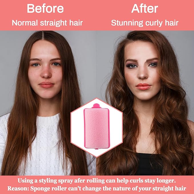 MAQIHAN 24PCS Foam Hair Rollers - 1.89 Inch Large Sponge Rollers for Heatless Hair Curler for Short/Long Hair Sleep rolos para cabello Jumbo Sponge Curlers Soft Sleeping Thin Curl Overnight rulos