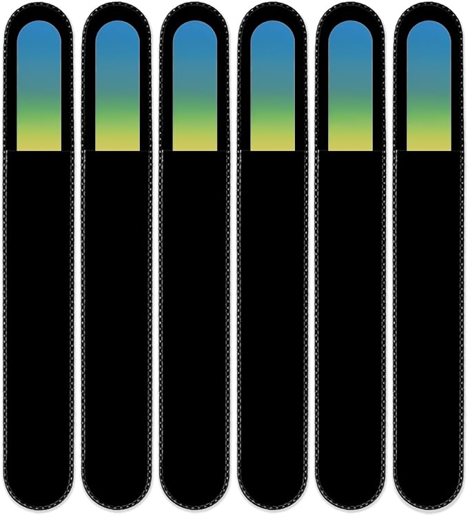 Mont Bleu Rainbow Crystal Nail File in Black Pouch - Large/Professional Size - Czech Tempered Glass - Handmade in Bohemia (Czech Republic)