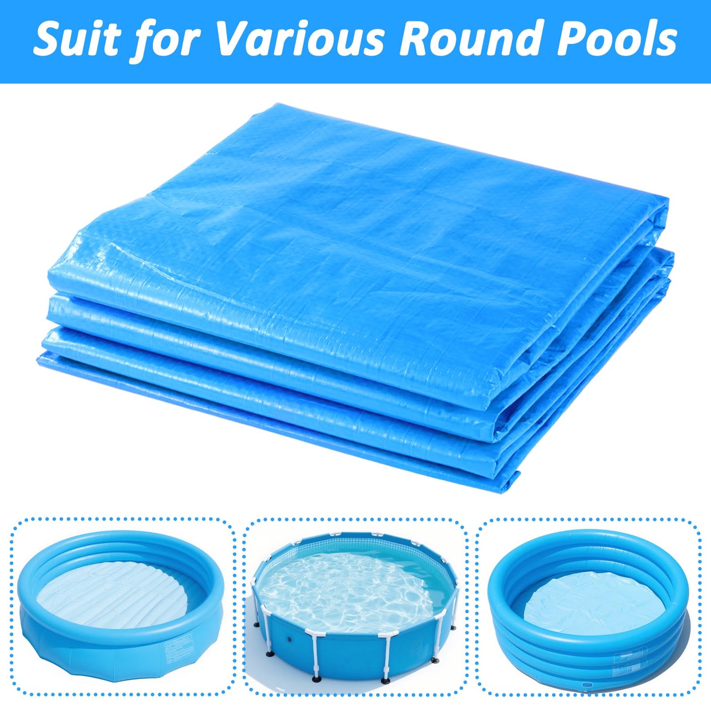 10FT Round Inflatable Above Ground Pool Cover，Round Pool Cover with Drawstring Design for Easy Installation,Solar Covers for Outdoor Inflatable Swimming Pools,Prevent Leaves, Debris and Dust