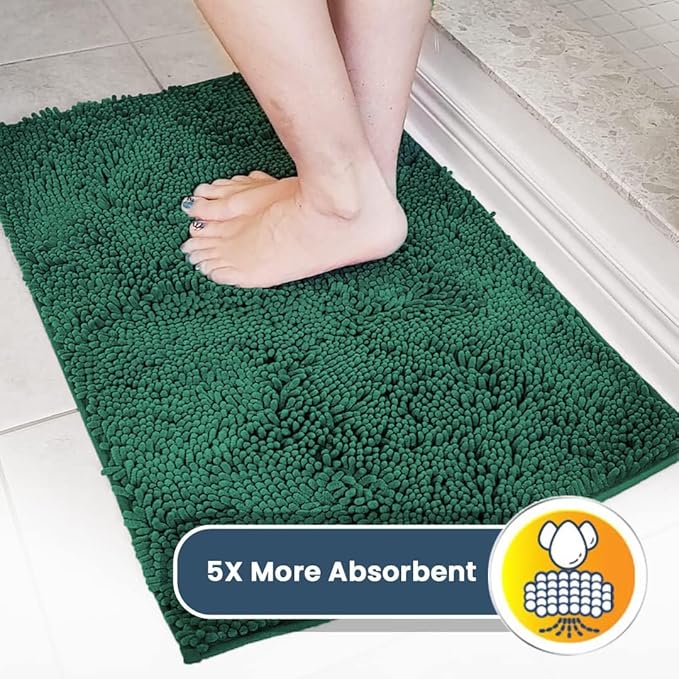 Muddy Mat® | Super Absorbent Door Mat Indoor, Microfiber Quick Dry Chenille Entryway Rug, Non-Slip Front Door Mat, Indoor Mats for Entryway, Machine Washable Pet Rug, Dark Green 36"x60"