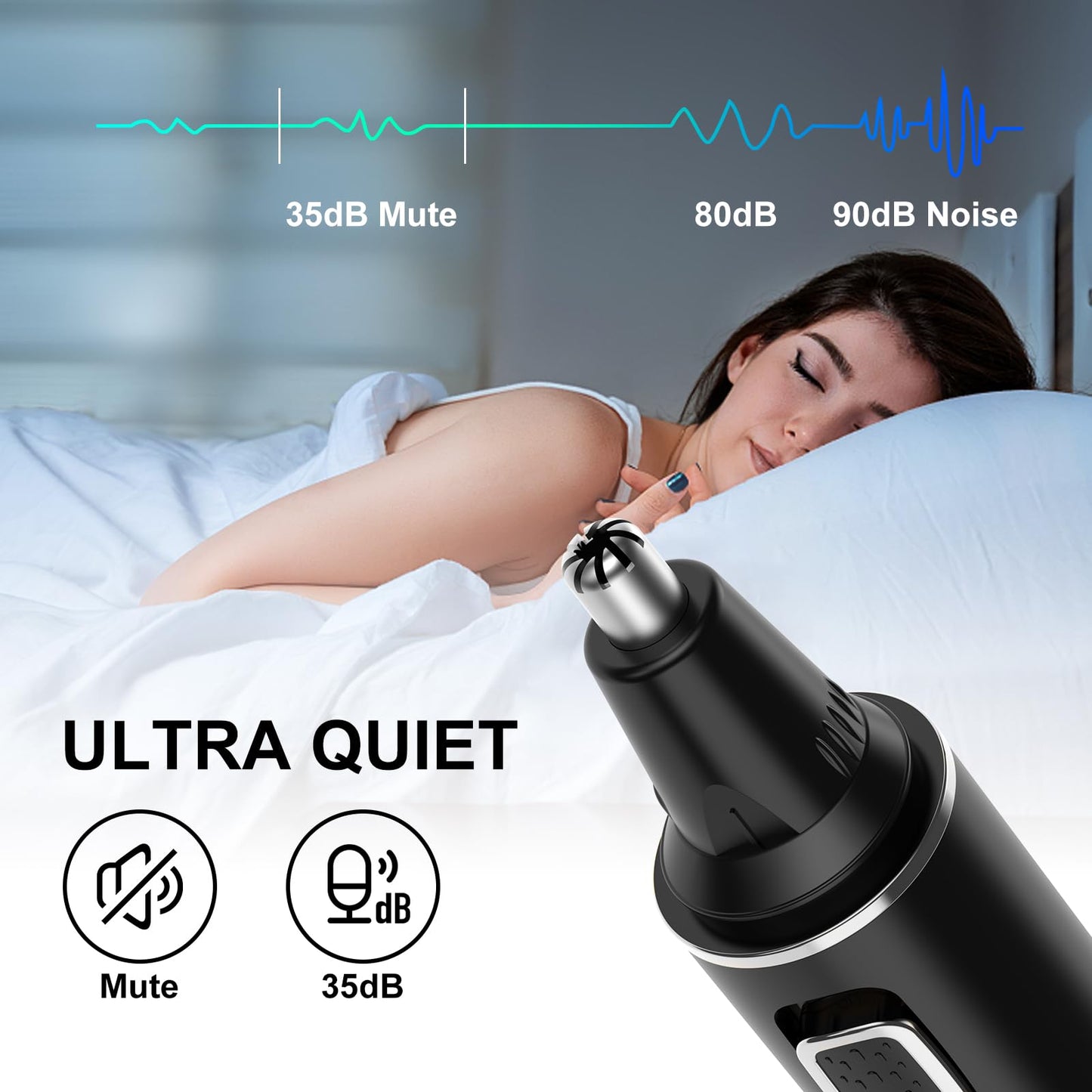 XOOMRSCP Nose Hair Trimmers for Men，Rechargeable Hair Trimmer 2 in 1 Painless Multifunctional Ear and Nose Hair Trimmer with IPX7 Waterproof Dual Edge Blades (Black Silver)