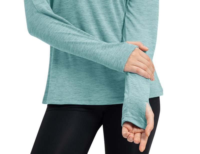 TBMPOY Womens UPF 50+ Sun Protection Hoodie Shirt Long Sleeve Fishing Hiking Outdoor UV Shirt Lightweight Light Cyan L