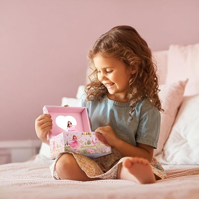 ProCase Princess Jewelry Box for Girls, Kids Musical Jewelry Boxes with Spinning Princess Doll, Birthday Gifts for Little Girls Children Toddler Ages 3 4 5 6 7 8 -Princess (Box with Jewelry)