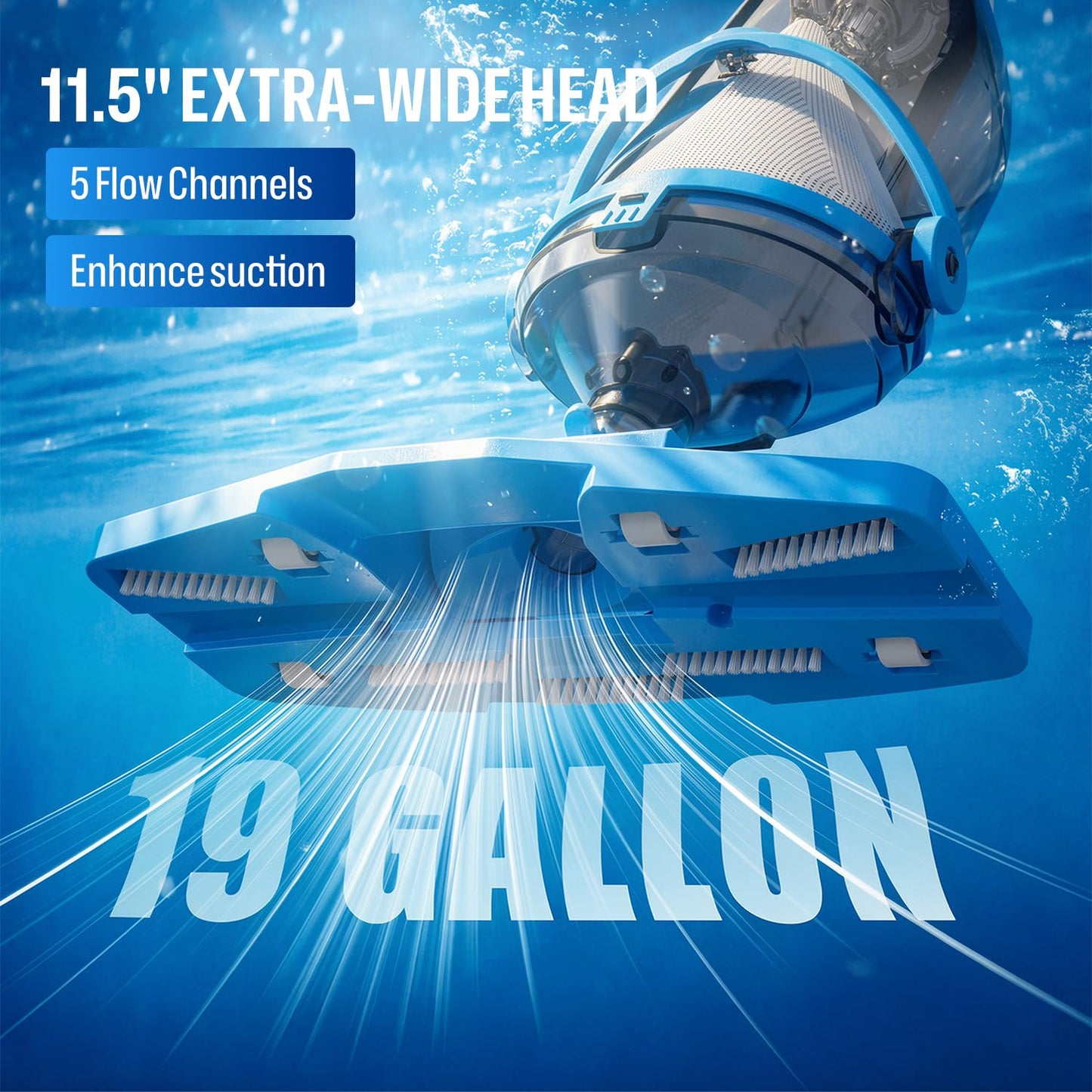 BIELMEIER Handheld Pool Vacuum with Telescopic Pole, Updated Swimming Pool Cleaner 19 GPM Powerful Suction, Cordless Pool Vacuum for Cleaning Above Ground Pools, Inground Pools, Spas, Hot Tubs