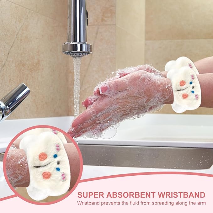 CAVETEE 3 Piece Cute Headband Set - Spa Cosmetic Elastic Headband, Wristband for Women, Face Skincare and Shower