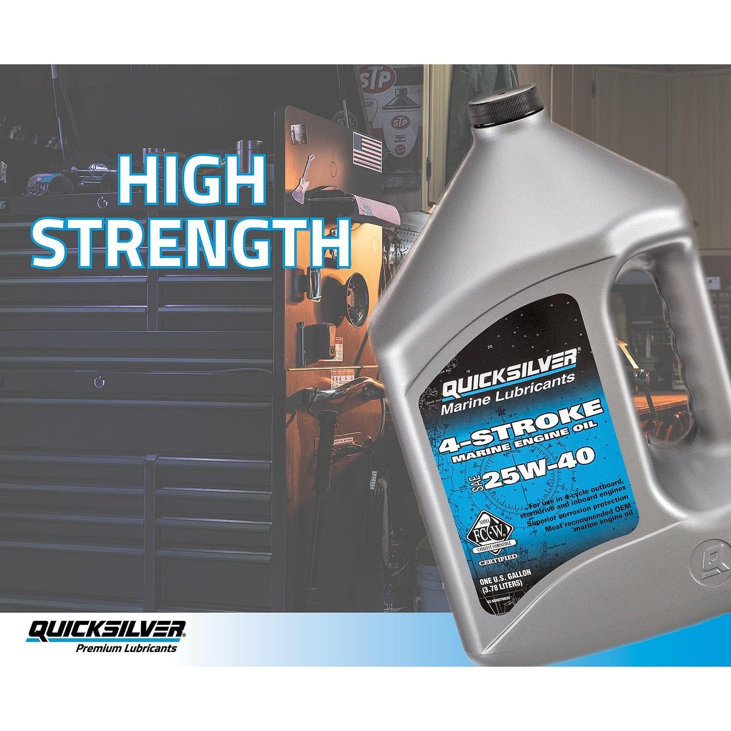 Quicksilver 25W-40 4-Stroke Marine Engine Oil, 1 Gallon