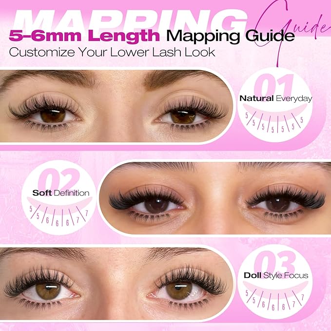 Bottom Lash Clusters 5-7mm DIY Lower Lash Extensions Natural Wispy Bottom Individual Lashes Clusters Tiny Soft Band Eyelash Clusters Under Cluster Lashes for Bottom Eyelash Extensions by Yawamica
