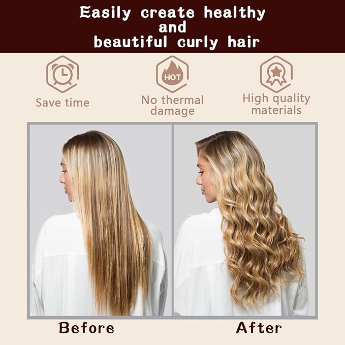HAIOLORPRO Heatless Hair Curler Velvet, Heatless Curls Overnight Hair Curlers to Sleep in, Overnight Rods Heatless Curls for Short Long Hair All Hair Types Styling Tools-4PCS Brown
