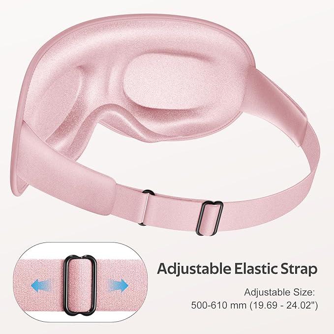 Sleep Mask for Women Men - 100% Blackout Eye Masks for Sleep - 3D Soft Sleeping Mask for Side Sleepers - Zero Pressure Lash Extensions Eye Cover Shade for Airplane Travel Essentials, Pink