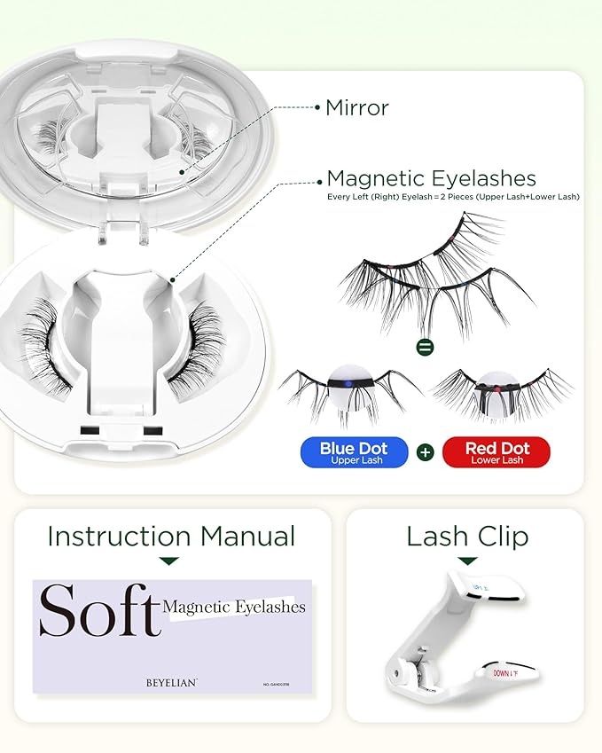BEYELIAN Magnetic Eyelashes with Applicator, Upgrade Soft Magnetic Lashes Portable Magnetic Eyelashes Natural Look, Reusable, No Glue Needed Fales Eyelashes AJH068 (All-In-One & Comfortable)
