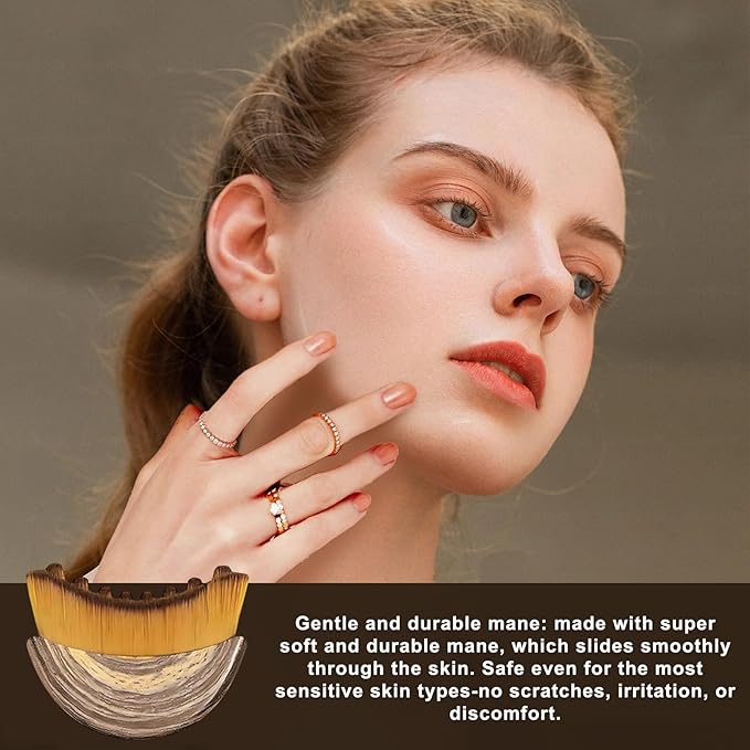 Lymphatic Contour Face Brush & Gua Sha Tool, Super Soft Facial Drainage Massager for Puffiness, Jawline Sculpting & Skin Tightening, Ergonomic Portable Beauty Tool for Sensitive Skin Daily Care