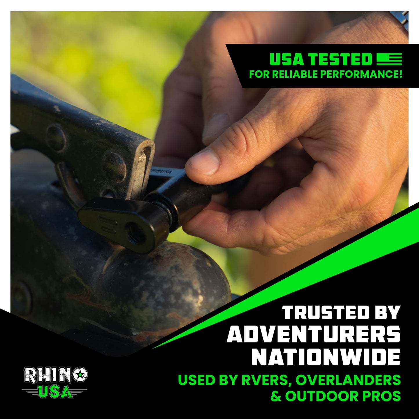Rhino USA Trailer Hitch Lock Kit (for 2-5/16" Trailers) Heavy Duty Anti Theft Trailer Coupler Locks for RV, Camper, Trailer, Boat, Caravan - Reinforced Solid Steel Tow Lock for Trailer Tongue