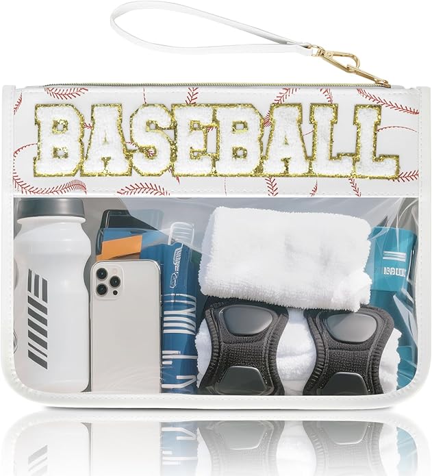 Baseball Gift Bags Baseballs Treat Bags Team Gifts Clear Chenille Letter Zipper Pouch Accessories Stuff Sport Portable