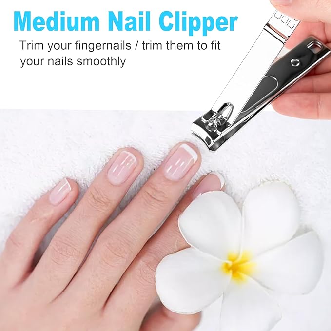DUCOO Nail Clipper Set, 4 PCS Ultra Sharp Nail Clippers for Men, Women, Adults Toenail Fingernail Clippers, Stainless Steel Nail Cutter & File, Silver