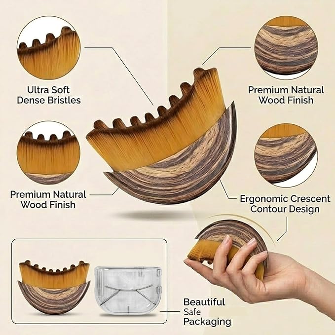 4Self Care Lymphatic Contour Face Brush (2 Pack) Dry Skin Contour & Sculpting Tool, Wooden Lymphatic Massager for Face & Neck, Makeup Prep, Jawline Toning & Facial Definition Enhancement