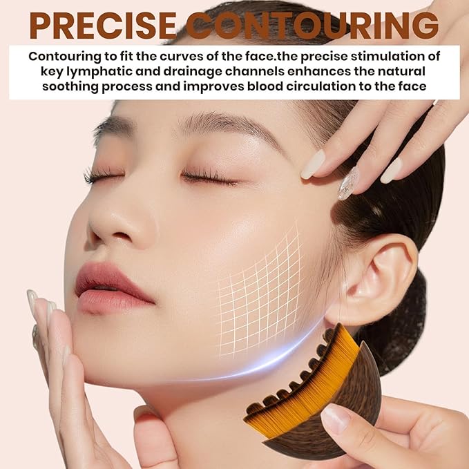 2025New Lymphatic Contour Face Brush, DLymphatic Drainage Massager for Face, Dry Brush, Chin & Jawline Sculpting, Ergonomically Designed to Fit The Skin Precisely and Relieve Fatigue (2pcs)