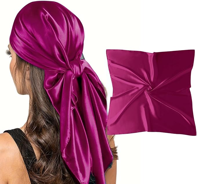 vimate 35" Square Silk Like Head Scarf - Women's Fashion Satin Scarf Bandana for Hair Wrapping at Night.