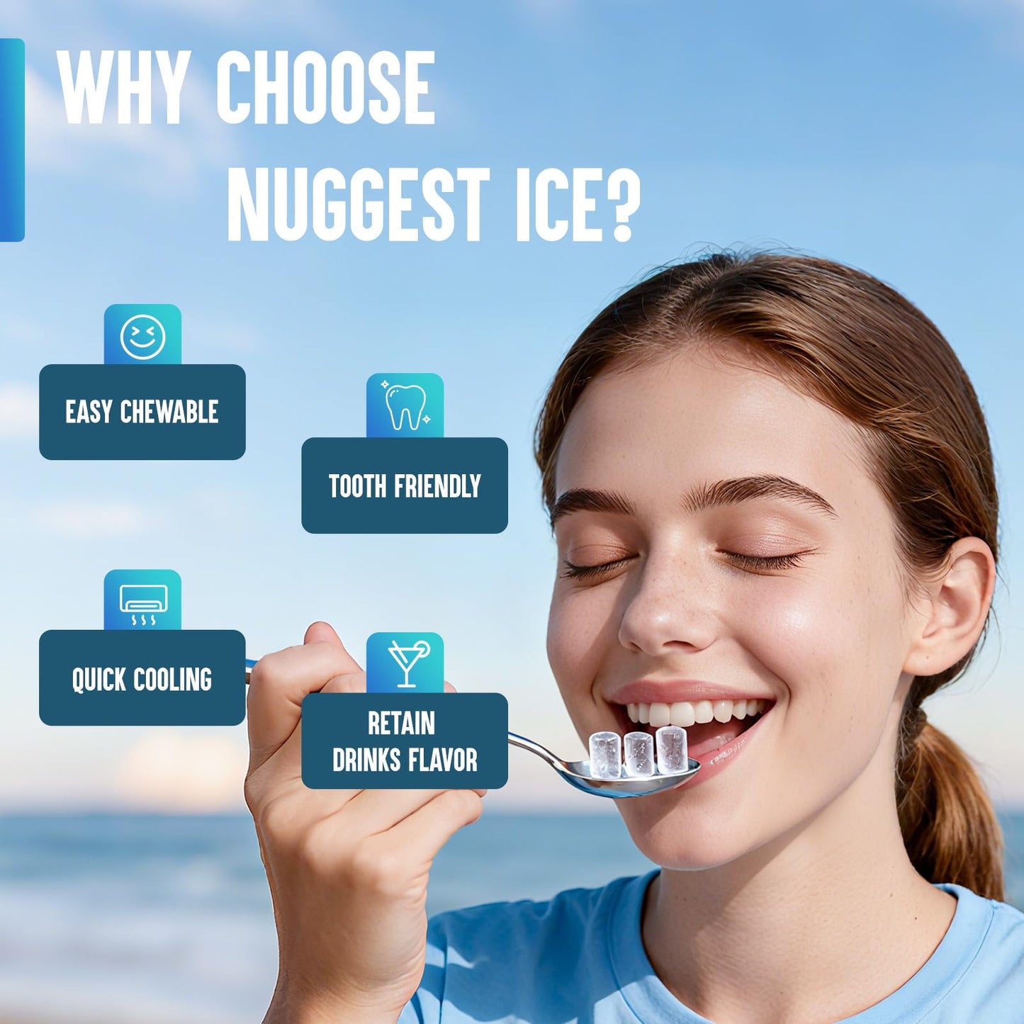 INOVIVA Nugget Ice Maker Countertop – 6 Mins Fast Ice Production, FLASHCHILL™, 26.5 LBS/Day, Self-Cleaning, Compact Portable Design, Ideal for Home, Office & Parties